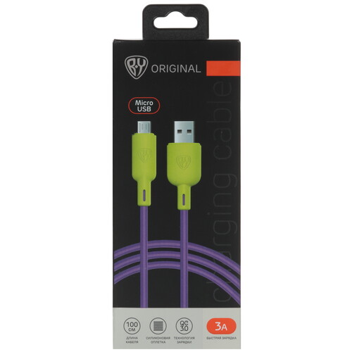 Купить Кабель круглый BY micro USB - USB 2.0 Type-A фиолетовый 1 м  5482076. Характеристики, отзывы и цены в Донецке
