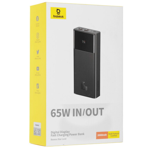 Купить Портативный аккумулятор Baseus Star-Lord Digital Display 65W черный  5463532. Характеристики, отзывы и цены в Донецке