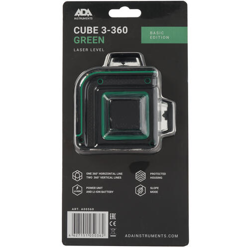 Купить Лазерный нивелир ADA Cube 3-360 Green Basic Edition  8153256. Характеристики, отзывы и цены в Донецке