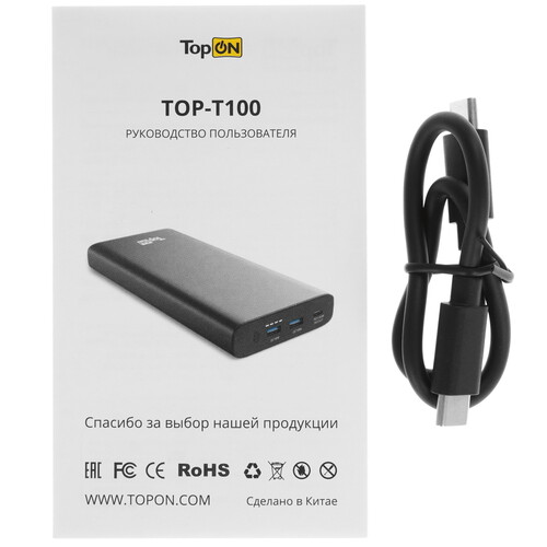 Купить Портативный аккумулятор TopOn TOP-T100 черный  5485547. Характеристики, отзывы и цены в Донецке