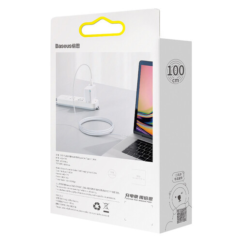 Купить Кабель круглый Baseus USB Type-C - USB Type-C белый 1 м  9260774. Характеристики, отзывы и цены в Донецке