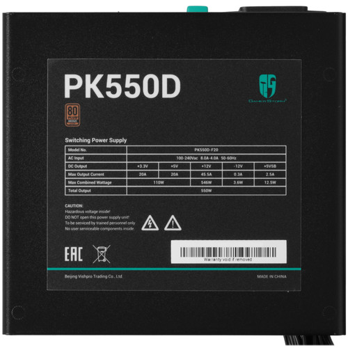 Купить Блок питания DEEPCOOL GamerStorm PK550D [R-PK550D-FA0B-WGEU] черный  5608962. Характеристики, отзывы и цены в Донецке