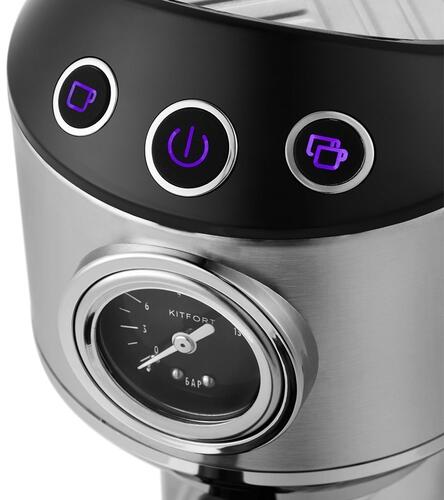 Купить Кофеварка рожковая Kitfort KT-7106 серебристый  9933958. Характеристики, отзывы и цены в Донецке