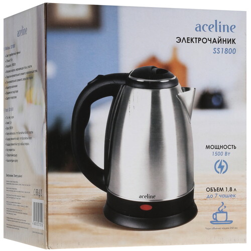 Купить Электрочайник Aceline SS1800 серебристый  5632414. Характеристики, отзывы и цены в Донецке