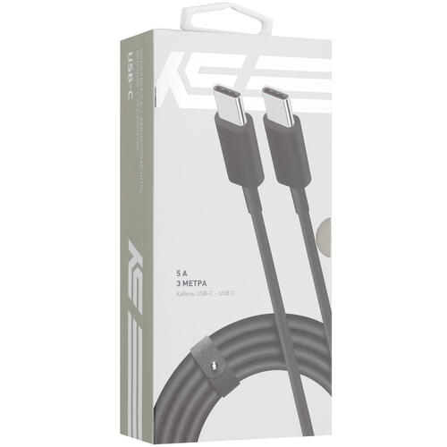 Купить Кабель круглый KEYRON USB Type-C - USB Type-C черный 3 м  5076471. Характеристики, отзывы и цены в Донецке