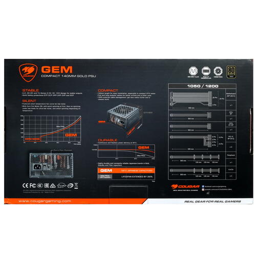 Купить Блок питания Cougar GEM 1050  черный  5065113. Характеристики, отзывы и цены в Донецке