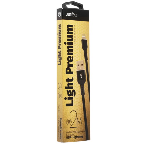 Купить Кабель круглый Perfeo Lightning 8-pin - USB 2.0 Type-A черный 2 м  9173114. Характеристики, отзывы и цены в Донецке