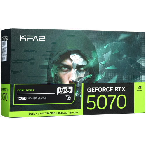 Купить Видеокарта KFA2 GeForce RTX 5070 CORE OC 2FAN LED Black  5621525. Характеристики, отзывы и цены в Донецке