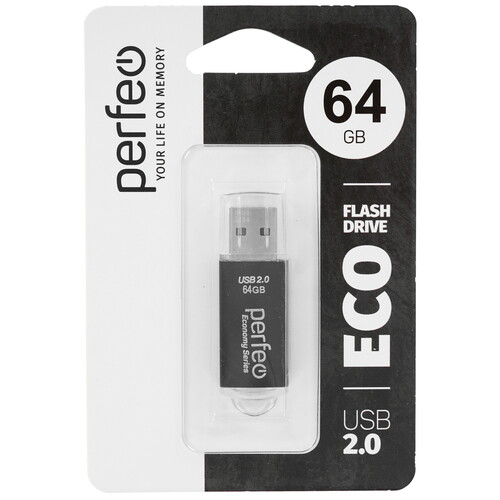 Купить Память USB Flash 64 ГБ Perfeo E01 Economy Series [PF-E01B064ES]  9209155. Характеристики, отзывы и цены в Донецке