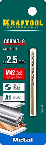 Купить Сверло спиральное KRAFTOOL 29656-2.5  9123284. Характеристики, отзывы и цены в Донецке