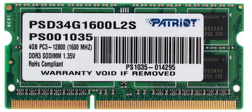 Купить Оперативная память SODIMM Patriot Signature Line [PSD34G1600L2S] 4 ГБ  1087672. Характеристики, отзывы и цены в Донецке