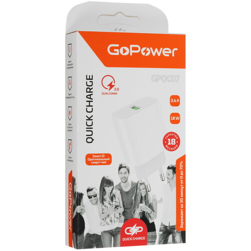Купить Сетевое зарядное устройство GoPower GPQC07 белый  5479651. Характеристики, отзывы и цены в Донецке