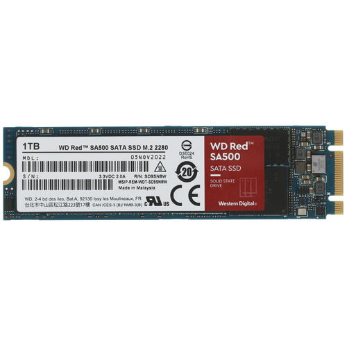Купить 1000 ГБ M.2 SATA накопитель WD Red SA500 [WDS100T1R0B]  5073093. Характеристики, отзывы и цены в Донецке