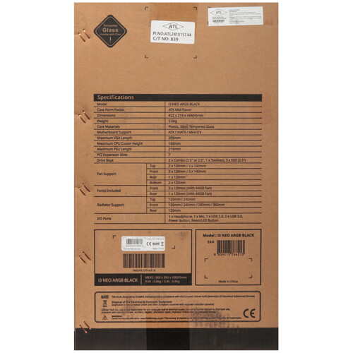 Купить Корпус ZALMAN i3 NEO ARGB  5604972. Характеристики, отзывы и цены в Донецке