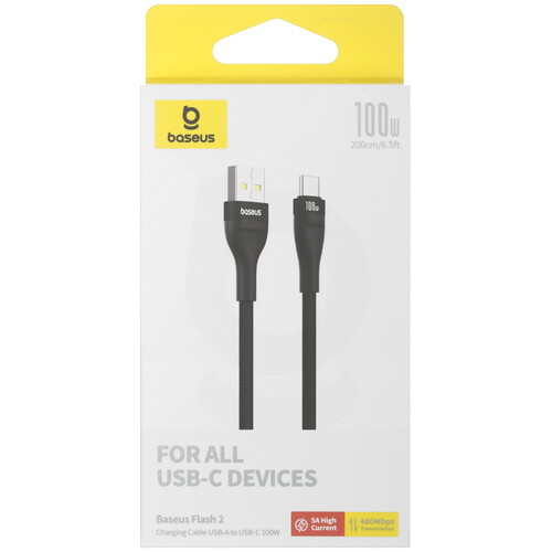 Купить Кабель круглый Baseus USB Type-C - USB 2.0 Type-A черный 2 м  5482558. Характеристики, отзывы и цены в Донецке