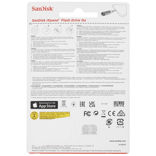 Купить Память OTG USB Flash 64 ГБ SanDisk iXpand Flash Drive Go [SDIX60N-064G-GN6NN]  5470871. Характеристики, отзывы и цены в Донецке