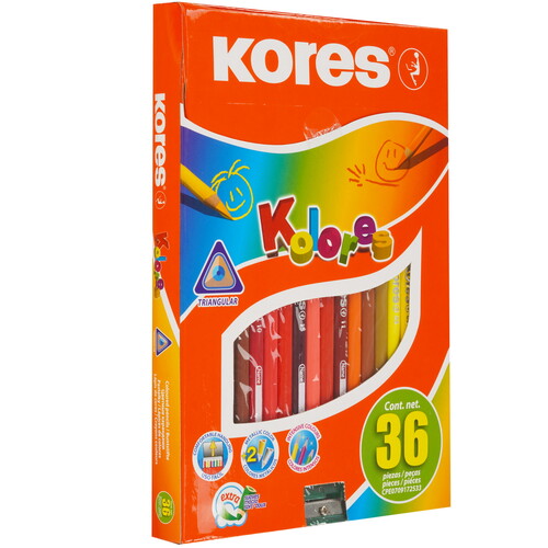 Купить Карандаши цветные 36цв 3-гран,точилка Kores 93336.01  9138136. Характеристики, отзывы и цены в Донецке