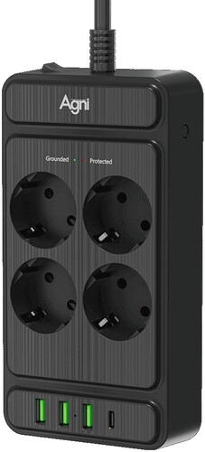 Купить Сетевой фильтр AGNI TP-FS4U4E-PD черный  9289280. Характеристики, отзывы и цены в Донецке