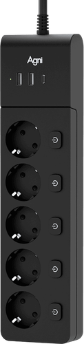 Купить Сетевой фильтр AGNI TP-FI3U5E-C черный  9289369. Характеристики, отзывы и цены в Донецке