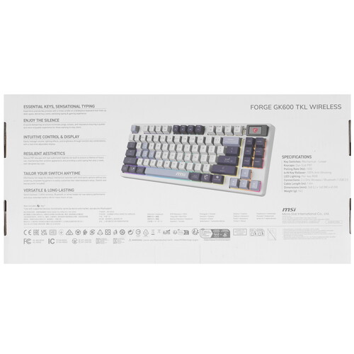 Купить Клавиатура  проводная + беспроводная MSI FORGE GK600 TKL Wireless Sky  5628623. Характеристики, отзывы и цены в Донецке