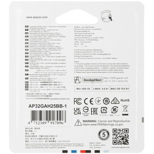 Купить Память USB Flash 32 ГБ Apacer AH25B [AP32GAH25BB-1]  5456205. Характеристики, отзывы и цены в Донецке