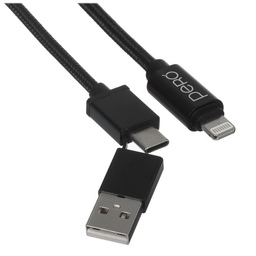 Купить Кабель PERO Lightning 8-pin - USB Type-A, USB Type-C черный  5365831. Характеристики, отзывы и цены в Донецке