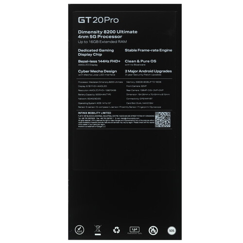 Купить 6.78" Смартфон Infinix GT 20 Pro 256 ГБ голубой  5460419. Характеристики, отзывы и цены в Донецке