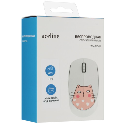Купить Мышь беспроводная Aceline WM-M504 Cat  белый  9093667. Характеристики, отзывы и цены в Донецке