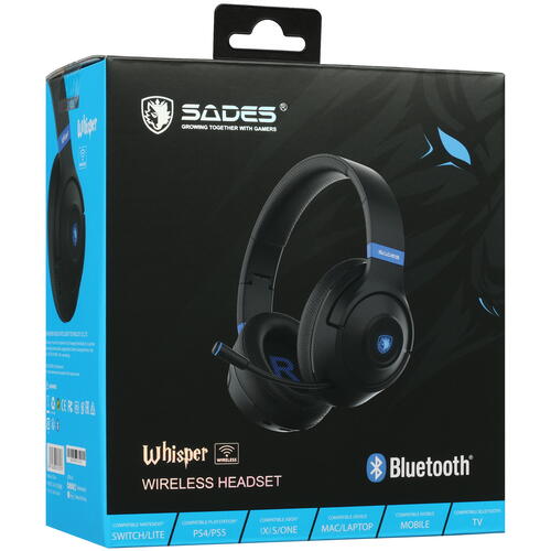 Купить Беспроводные/проводные наушники Sades SA-205 Whisper черный 2022  5405295. Характеристики, отзывы и цены в Донецке