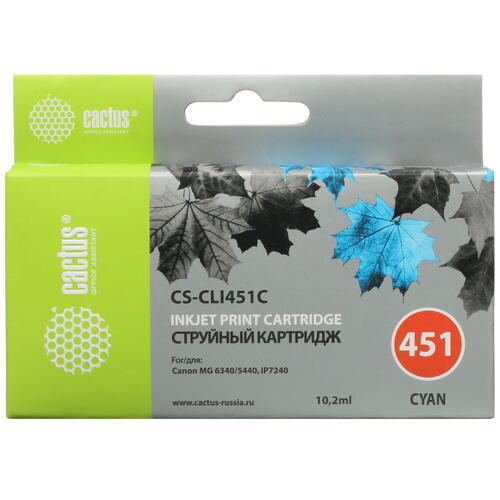 Купить Картридж Cactus CS-CLI451C голубой  7932964. Характеристики, отзывы и цены в Донецке