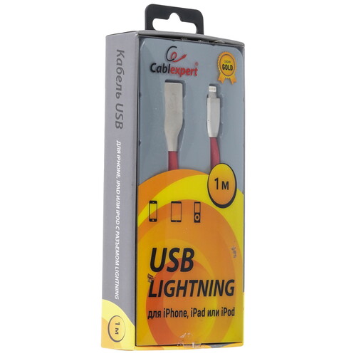 Купить Кабель круглый Cablexpert Lightning 8-pin - USB 2.0 Type-A красный 1 м  5485446. Характеристики, отзывы и цены в Донецке
