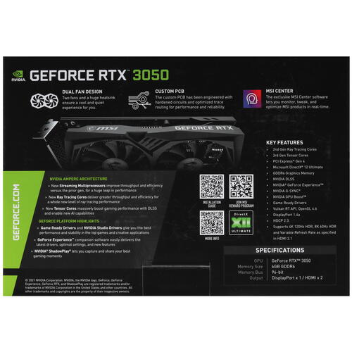 Купить Видеокарта MSI GeForce RTX 3050 GAMING X  5446928. Характеристики, отзывы и цены в Донецке