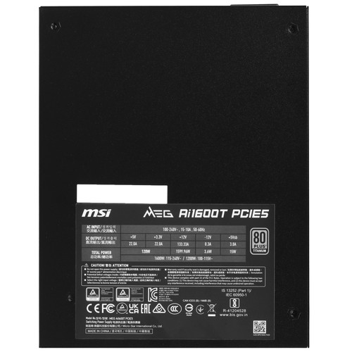 Купить Блок питания MSI MEG Ai1600T PCIE5 [306-7ZPEX11-CE0] черный  5621766. Характеристики, отзывы и цены в Донецке