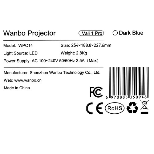 Купить Проектор Wanbo Projector Vali 1 Pro синий  9270251. Характеристики, отзывы и цены в Донецке