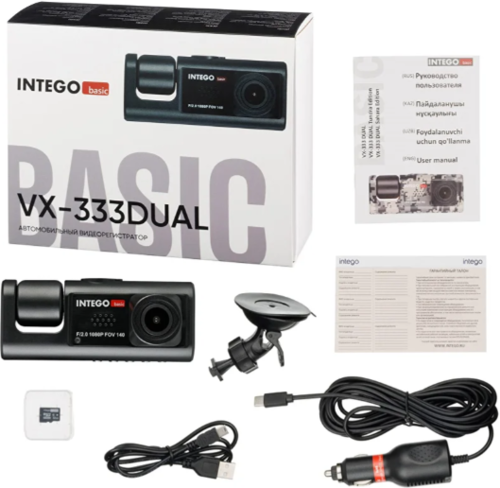 Купить Видеорегистратор Intego Basic VX-333DUAL + салонная камера  9290754. Характеристики, отзывы и цены в Донецке