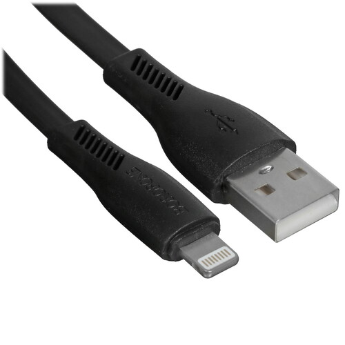 Купить Кабель плоский Borofone Lightning 8-pin - USB 2.0 Type-A черный 1 м  5475107. Характеристики, отзывы и цены в Донецке