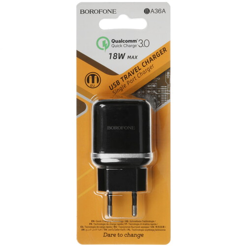 Купить Сетевое зарядное устройство Borofone BA36A черный  5474731. Характеристики, отзывы и цены в Донецке