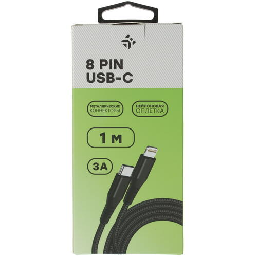 Купить Кабель круглый DEXP Lightning 8-pin - USB Type-C черный 1 м  4834212. Характеристики, отзывы и цены в Донецке