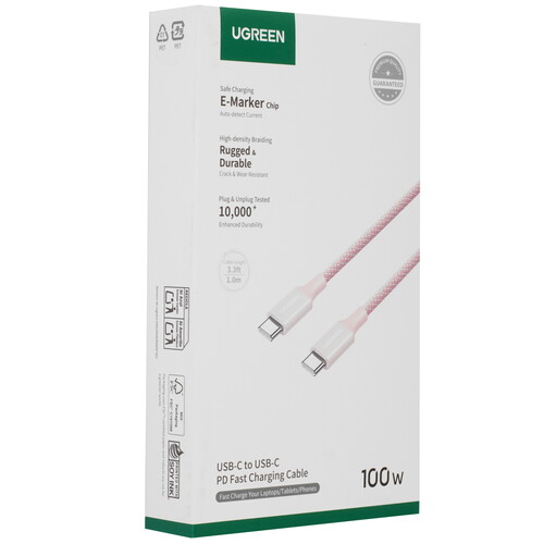 Купить Кабель круглый Ugreen USB Type-C - USB Type-C розовый 1 м  5624647. Характеристики, отзывы и цены в Донецке