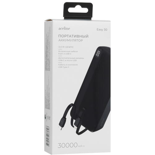 Купить Портативный аккумулятор Aceline Easy 30 черный  5429880. Характеристики, отзывы и цены в Донецке