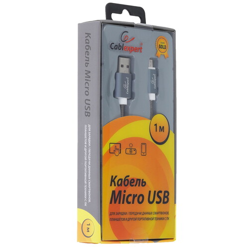 Купить Кабель круглый Cablexpert micro USB - USB 2.0 Type-A серый 1 м  5485504. Характеристики, отзывы и цены в Донецке