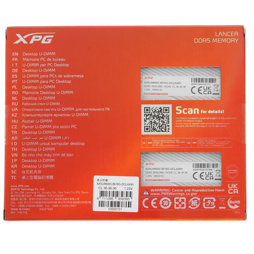 Купить Оперативная память ADATA XPG Lancer [AX5U5600C3616G-DCLAWH] 32 ГБ  5081030. Характеристики, отзывы и цены в Донецке