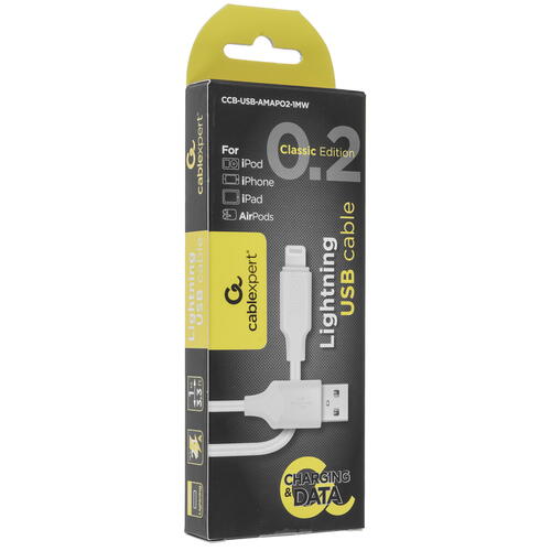 Купить Кабель круглый Cablexpert Lightning 8-pin - USB 2.0 Type-A белый 1 м  5452368. Характеристики, отзывы и цены в Донецке