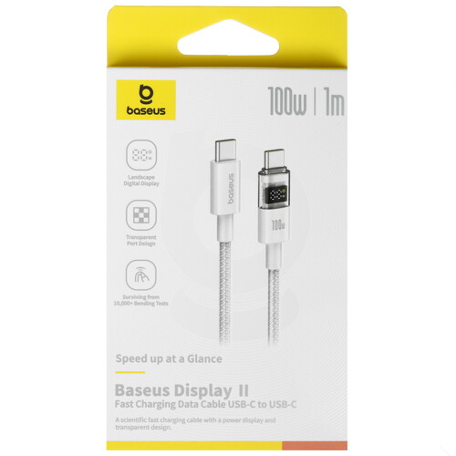 Купить Кабель круглый Baseus USB Type-C - USB Type-C белый 1 м  5627685. Характеристики, отзывы и цены в Донецке