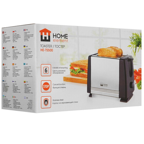 Купить Тостер HOME ELEMENT HE-TS500 красный  9913326. Характеристики, отзывы и цены в Донецке