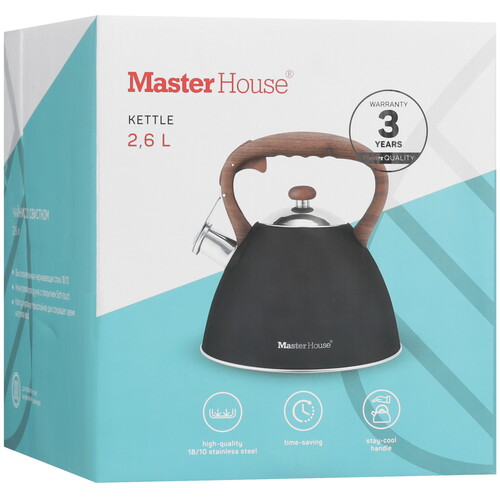 Купить Чайник для плиты Master House Marco 75332 черный  5451867. Характеристики, отзывы и цены в Донецке