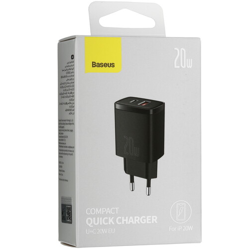 Купить Сетевое зарядное устройство Baseus Compact U+C черный  5072993. Характеристики, отзывы и цены в Донецке