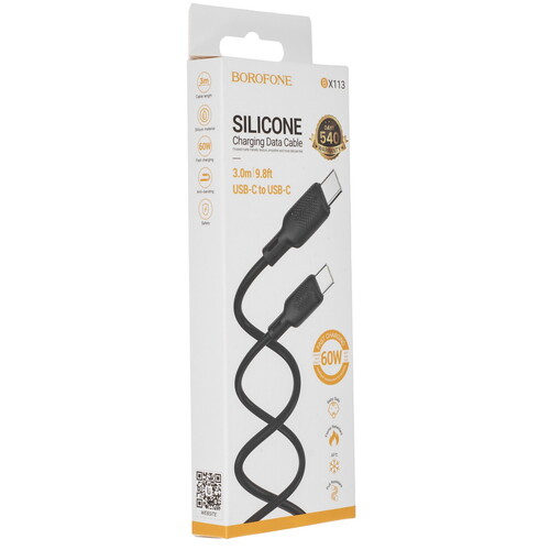Купить Кабель круглый Borofone USB Type-C - USB Type-C черный 3 м  9244376. Характеристики, отзывы и цены в Донецке