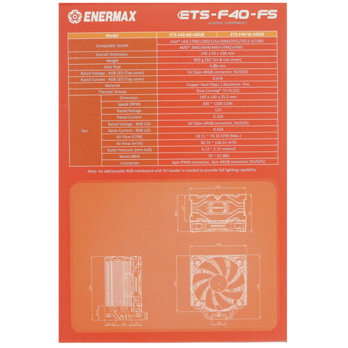 Купить Кулер для процессора Enermax ETS-F40-FS ARGB Edition  5615125. Характеристики, отзывы и цены в Донецке