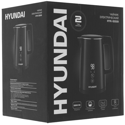 Купить Электрочайник Hyundai HYK-S5509 черный  9228383. Характеристики, отзывы и цены в Донецке